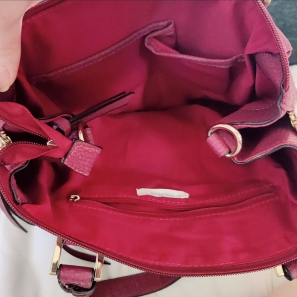 Maurice's Large Maroon Pebbled Faux Leather Work Bag Tote, Expandable Purse - Picture 6 of 11